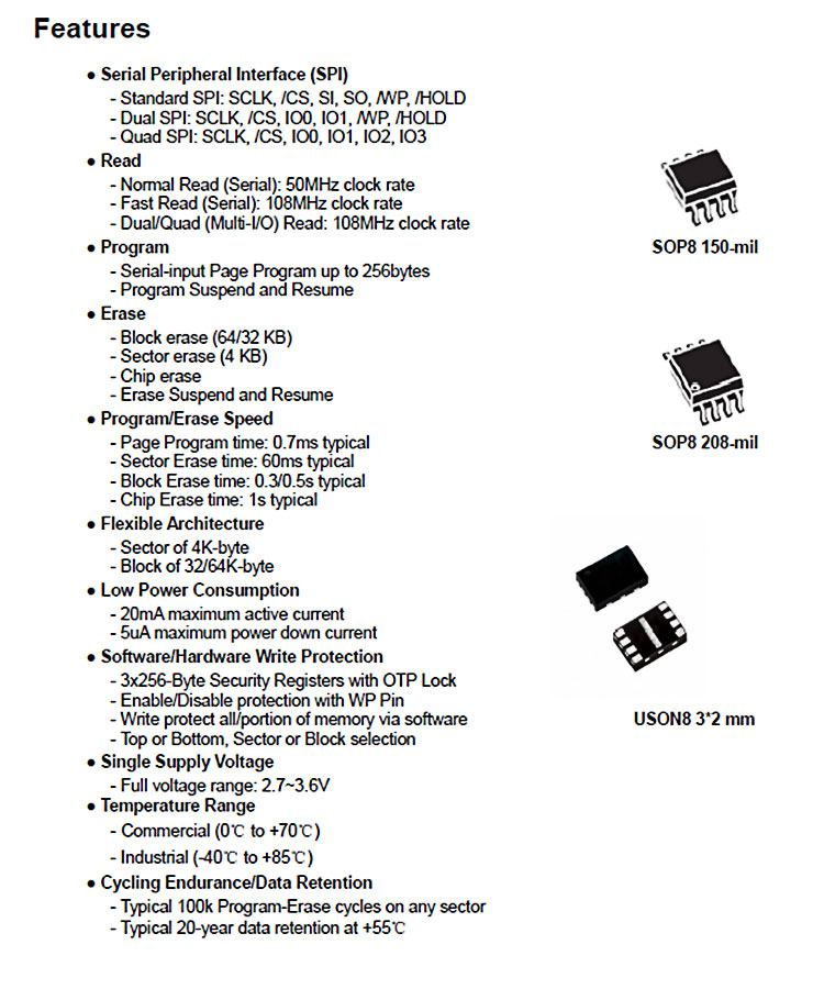 BY25Q10A 1M BIT SPI NOR FLASH